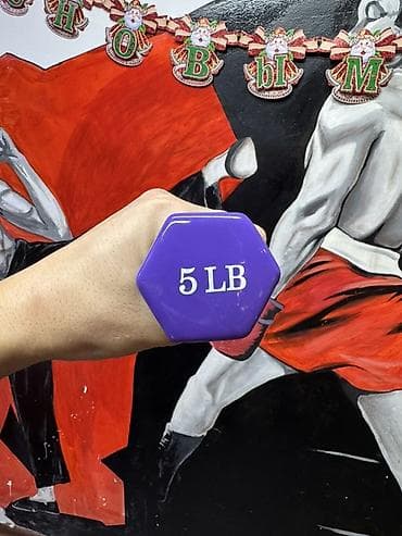 Гантели: Фиолетовая гантель 5 LB (≈2,27 кг) - Материал: литая рукоять с — 2