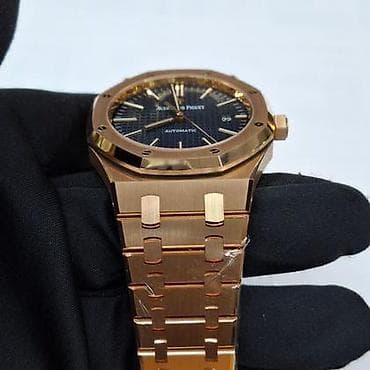 магнитный браслет от давления: Audemars Piguet Royal Oak Automatic, розовое золото, синий циферблат — 3