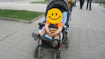 прогулочные коляски: Коляска, цвет - Голубой, Б/у — 5