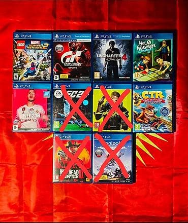 Набор дисков для PlayStation 4 (PS4) — 10 игр в коробках с обложками и