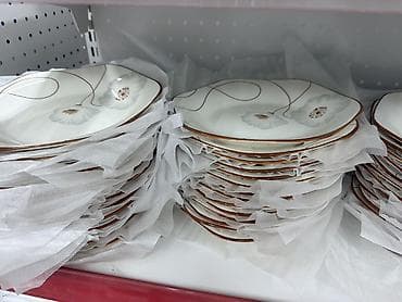dish sets: Набор столовой посуды (тарелки и пиалы) из керамики/фарфора с разными — 3