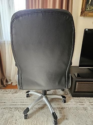 Сантехника: Офис креслолор, Дөңгөлөктүү, түсү - Кара, Экокожа — 6