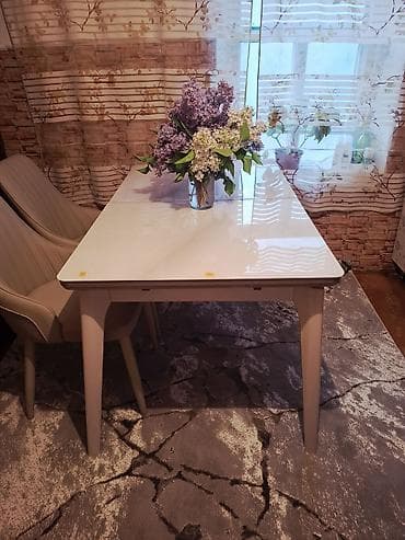 стеклянные столешницы: Кухонный стол, Прямоугольный, Раскладной — 4