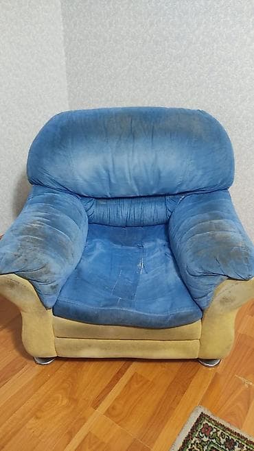 coffee table: Комплект мягкой мебели, Б/у, Самовывоз, цвет - Синий — 1