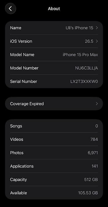 iphon 14: IPhone 15 Pro Max, Б/у, 512 ГБ, Серебристый, Чехол, 84 % — 6