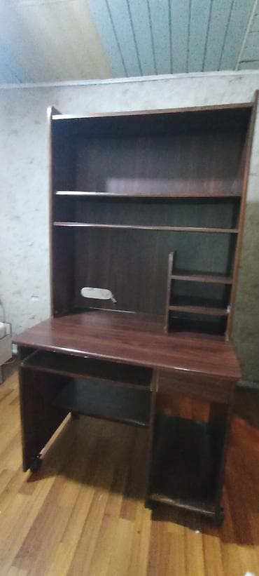 угловой компьютерный стол с надстройкой: Комплект офисной мебели, Шкаф, Дерево — 1