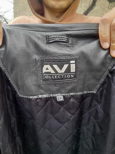 бомберы одежда мужская: Кожаная куртка, Классическая модель, Натуральная кожа, С утеплителем, L — 1