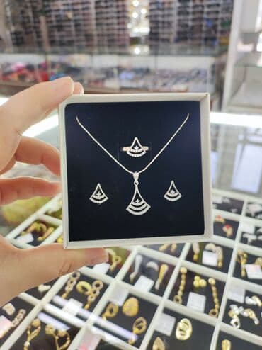 свадебные наборы ручной: Серебро 925 пробы Серебряный Комплект + цепочка Размеры имеются — 4