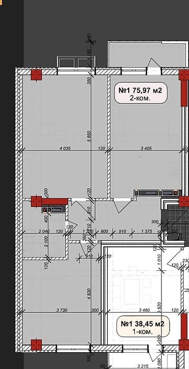Продажа квартир: 2 комнаты, 76 м², Джал мкр (в т.ч. Верхний, Нижний, Средний) Элитка, 2 этаж, ПСО (под самоотделку) — 3