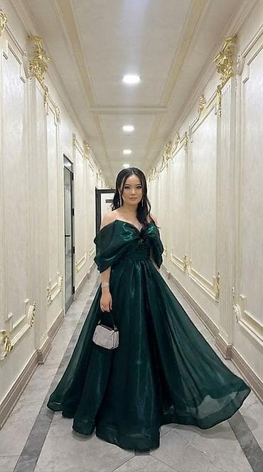 Кече көйнөгү, А-силуэт, Узун модель, Шифон, Жеңдери менен, Шлейф, M