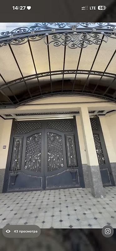 комод с зерколом: Кованые ворота с навесом и калиткой - Материал: сталь, художественная — 2