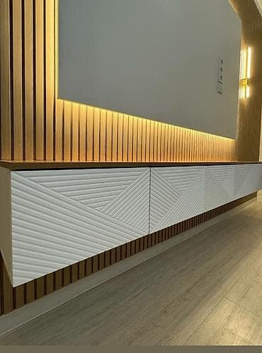 Прикроватные тумбы: Тумба и подставка для телевизора, Подвесная, МДФ, цвет - Белый — 2