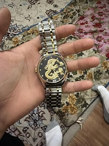 casio original: Мужские наручные часы с драконьим декором - Классический круглый — 1