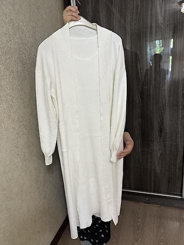 Личные вещи: Костюм-твинсет: трикотажное белое платье + длинный кардиган - Цвет — 2