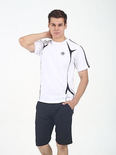 свободная рубашка: Мужская спортивная футболка - Цвет: белый с контрастными черными — 3