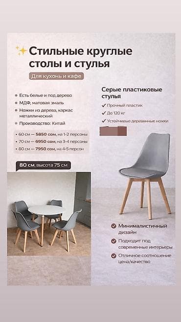 Кухонный стол и стул, Новый, Самовывоз, цвет - Серый — 7