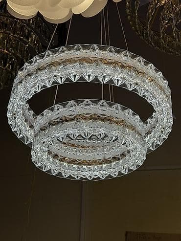 led matrix panel: Подвесная светодиодная люстра с тремя кристаллическими кольцами — 1