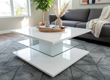 стеклянный стол офисный: НОВЫЙ Журнальный столик в современном стиле, РОССИЯ, белый глянец — 1
