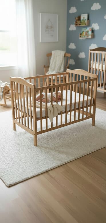 Детская деревянная кроватка с матрасом - Материал: натуральное