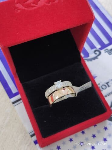 свадебное платья для беременных: Колечка 2в1 Серебро покрыто золотом пробы 925 Камни фианиты Размеры — 1