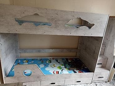 Двухъярусная детская кровать, ЛДСП, цвет - Серый