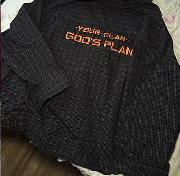 tech fleese: Бомбер-Рубашка oversize в клетку с вышивкой “YOUR PLAN” (зачёркнуто) и — 1