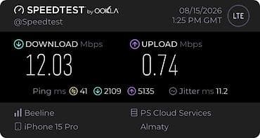 Техника жана электроника: Тест скорости мобильного интернета LTE (Ookla Speedtest) - Провайдер — 1