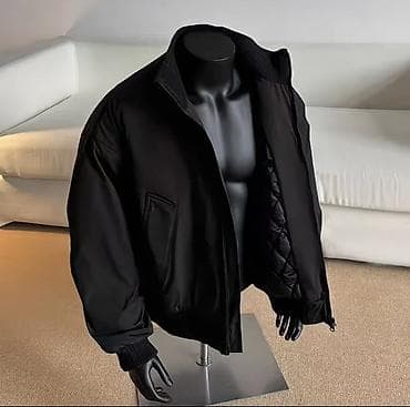 электронная зажигалка: Мужская черная куртка-бомбер - Материал верха: плотная гладкая ткань — 2