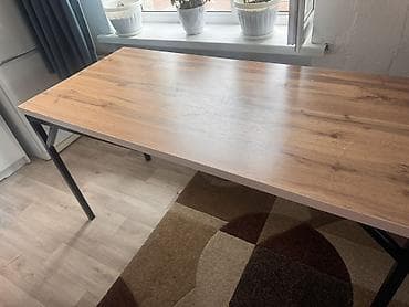 small table: Стол с прямоугольной столешницей в декоре под натуральное дерево. - — 1