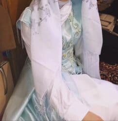 фата на девичник: Платье на кыз узатуу, S, С поясом, Б/у, цвет - Голубой — 4