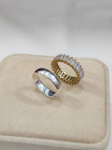 эксклюзивные свадебные пригласительные: Серебряные парные кольца Серебро напыление жёлтое золото 925 пробы — 4