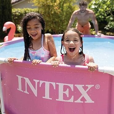 эмо: 244/76см. Каркасный бассейн Pink Metal Frame, Intex 28290. Размер — 3