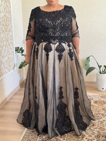 распродажа женских платьев больших размеров: Вечернее платье, Пышное, Длинная модель, С рукавами, Стразы, 9XL — 2