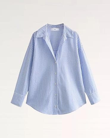 классический шым женский: Рубашка в классическую голубо-белую полоску - Женская рубашка — 1