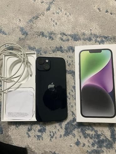 iphone 9: IPhone 14, Б/у, 128 ГБ, Черный, Коробка, 83 % — 1