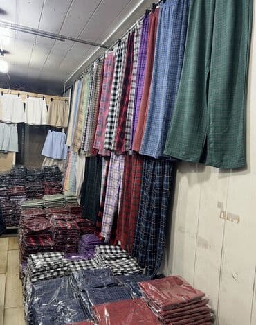 штан койнак: Домашние брюки/пижамные штаны в клетку - Модель: прямые свободные — 3