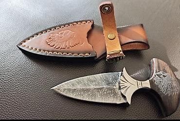 Пишите в Ватсапп Мини-нож «Push Dagger» с резным клинком и кожаными — 3