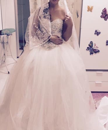 свадебное платье без кольца: Новое свадебное платье с фатой и нижней юбкой с кольцами. Идеально — 8