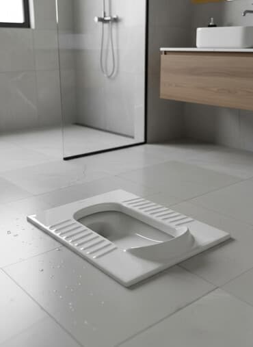 индийский форма: Белый напольный унитаз индийского типа с керамической конструкцией — 1