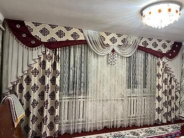 шикарные шторы: Комплект штор, С ламбрекеном, Готовое изделие, Б/у, Для зала — 2