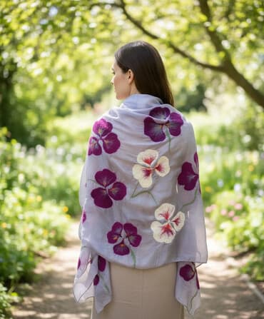 Подарки и сувениры из Кыргызстана: Шелковые шарфы с войлоком ручная работа. Отличный подарок . Цвета