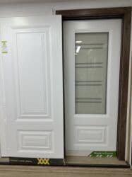 осб панели: Межкомнатная дверь со стеклом, Двустворчатая, цвет - Белый — 27