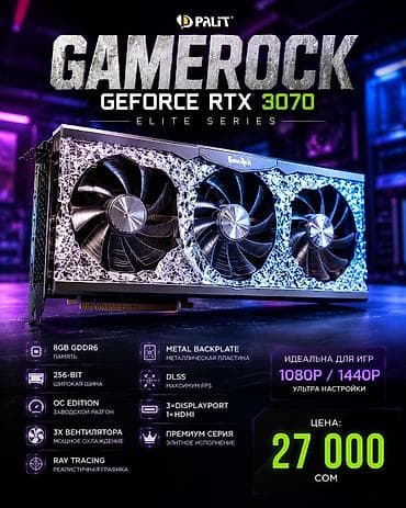 Видеокарта для ПК, Б/у, Palit, GeForce RTX, 8 ГБ