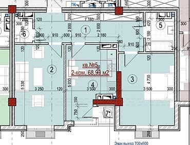 osh flat: 2 комнаты, 69 м², Ак-Орго ж/м Элитка, 2 этаж, ПСО (под самоотделку) — 1