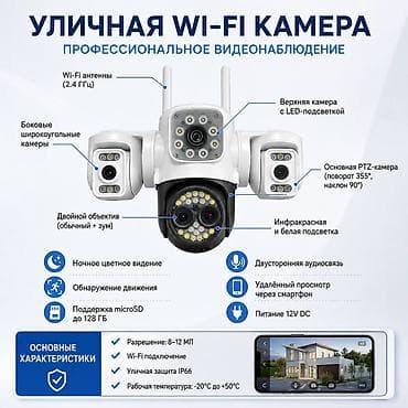 wi: Уличная камера видеонаблюдения с поворотом PTZ и ночной цветной — 1