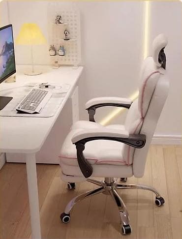 office table: Игровое кресло, Новый, С колесиками, цвет - Серый, Экокожа — 9