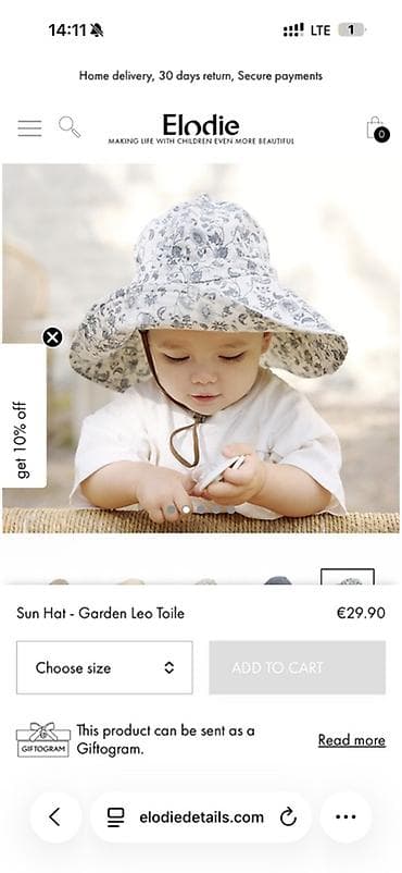 29: Панама для солнца Elodie “Sun Hat – Garden Leo Toile” 6-12мес размер и — 2