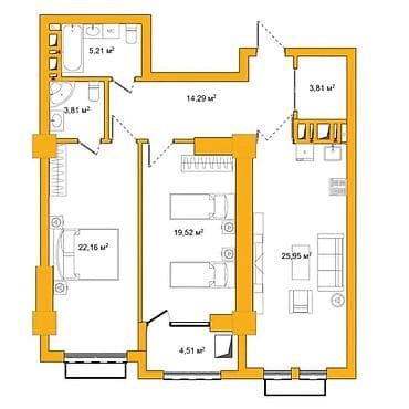 all group: 3 комнаты, 100 м², Элитка, 4 этаж, Готовая ПСО (под самоотделку) — 6