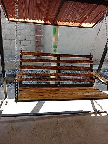 Садовые качели Металл, Со спинкой, С крышей