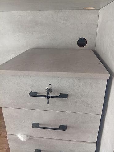 робочый городок: Комплект офисной мебели, Б/у, Тумба, ДСП, цвет - Серый — 6